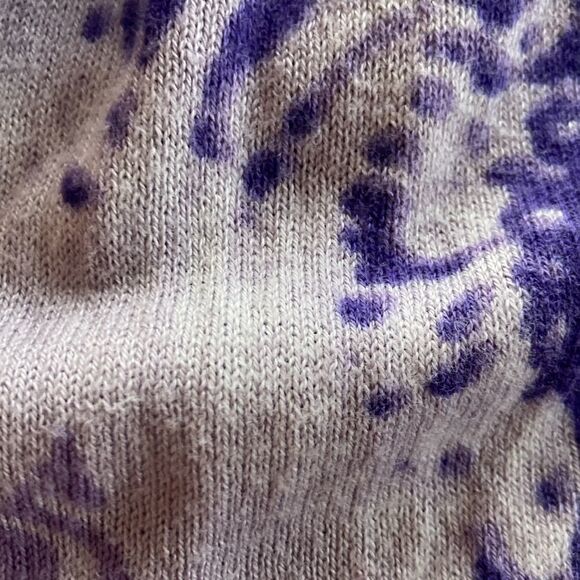 Chicos purple cream print size one long sleeve open front sweater - Picture 8 of 14